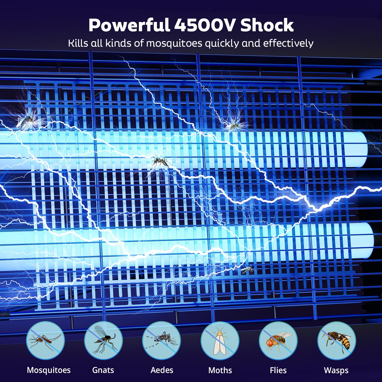OnBeam detalle de rejilla eléctrica 4500V que elimina insectos al contacto