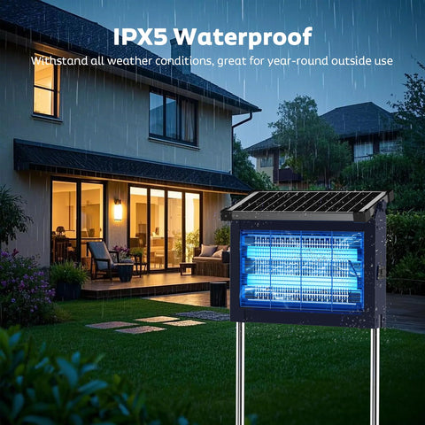 OnBeam con estacas en césped para protección amplia en exteriores