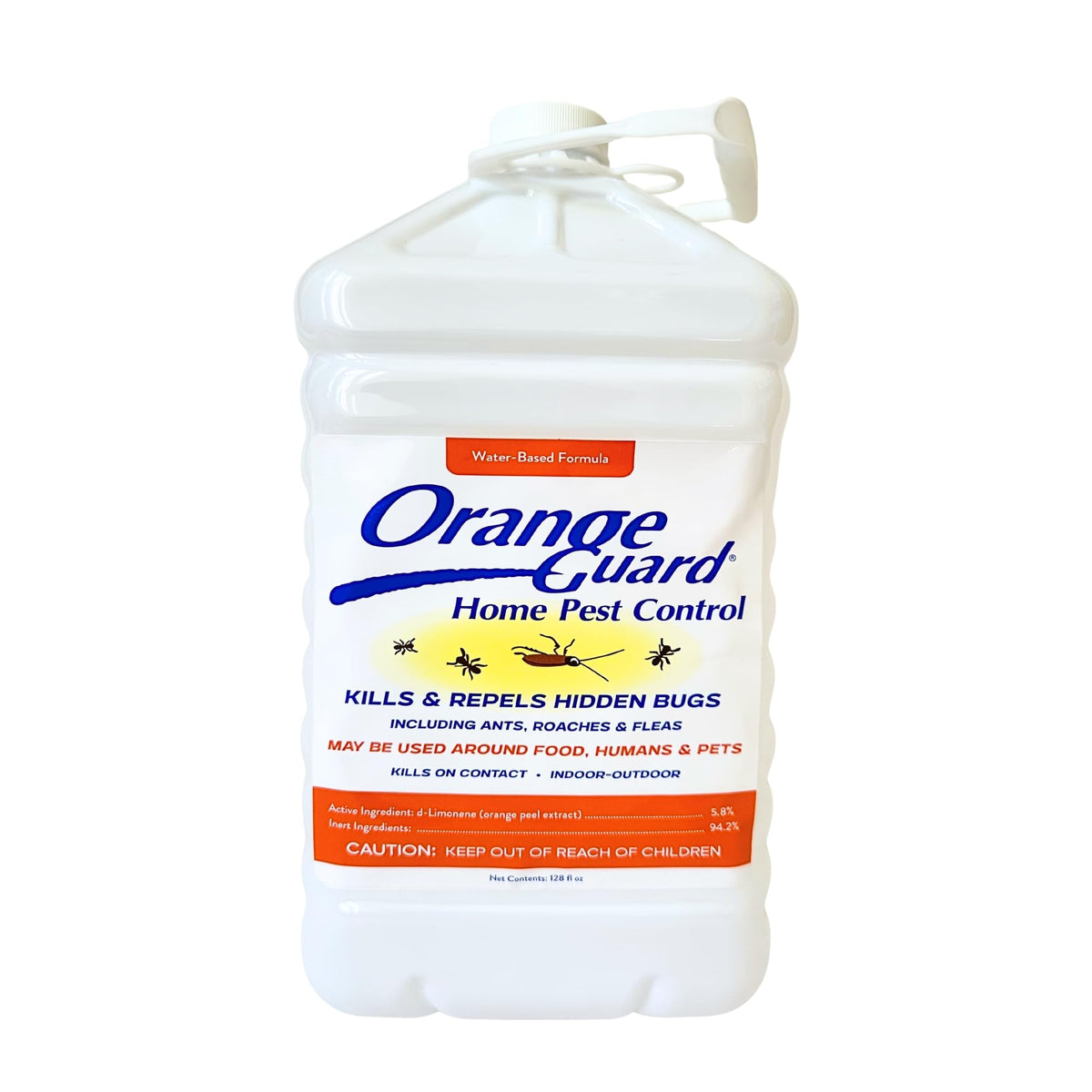 ORANGE GUARD envase frontal de 1 galón mostrando etiqueta y grado alimentario