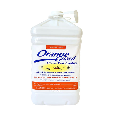 ORANGE GUARD envase frontal de 1 galón mostrando etiqueta y grado alimentario
