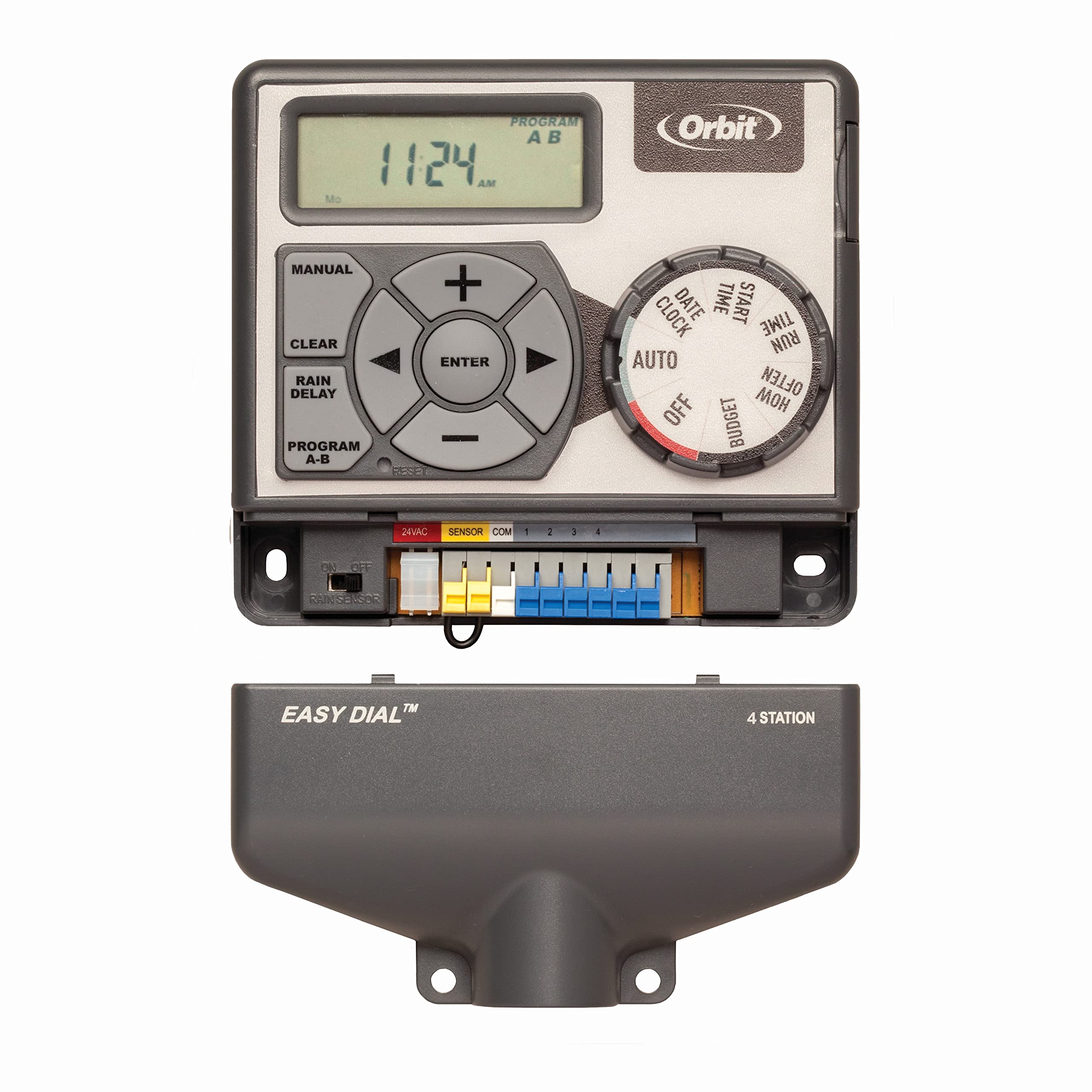 Orbit Easy Dial detalle de tornillos y terminales para conexión segura de cableado
