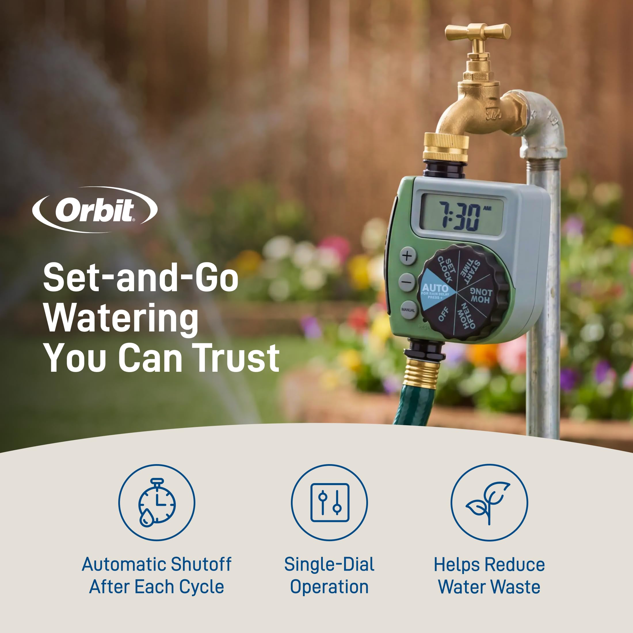 Orbit pantalla LCD en primer plano con datos legibles y control sencillo