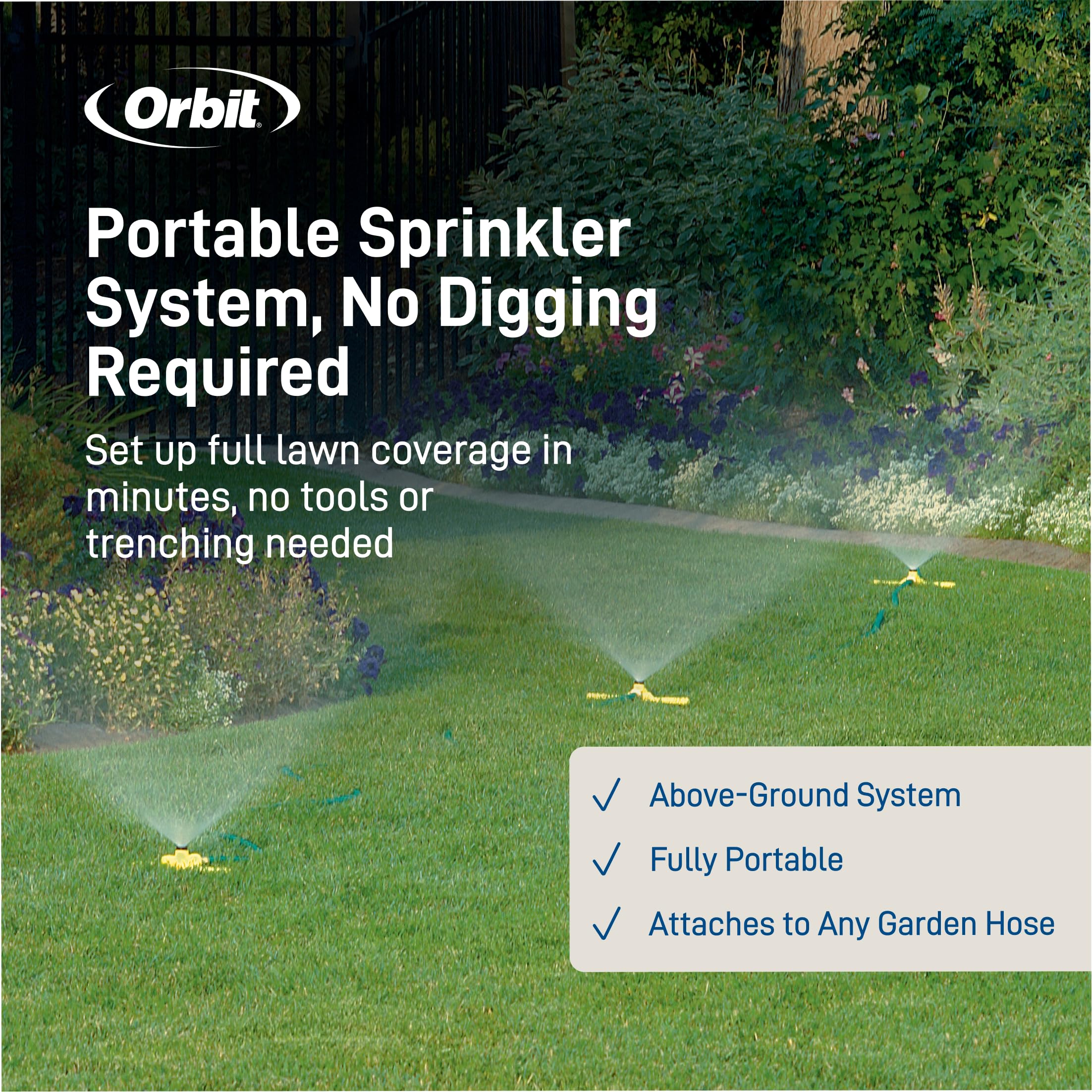 Orbit Port-A-Rain detalle de mangueras reforzadas, durabilidad y flexibilidad apreciables