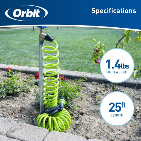 Orbit manguera colgada comparación de tamaño para espacios pequeños
