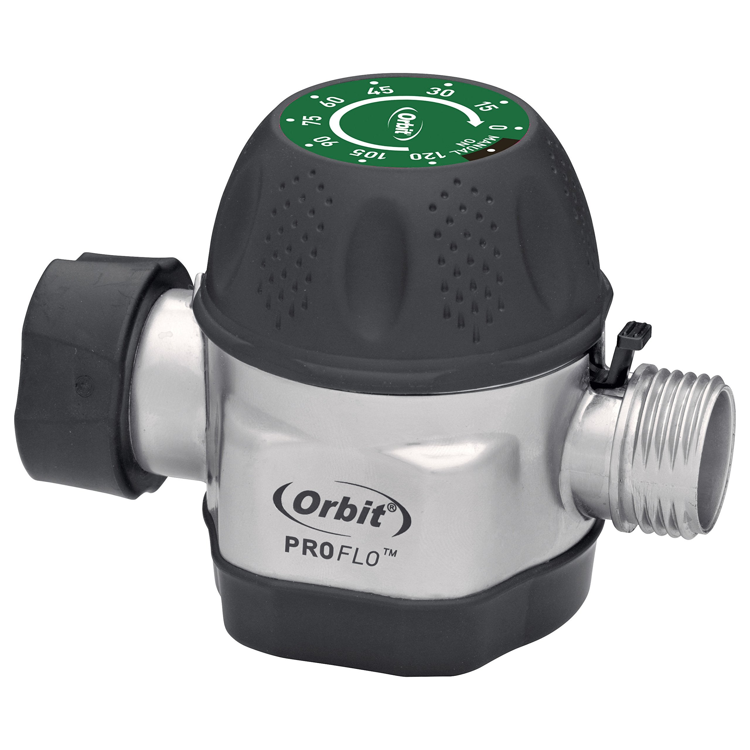 Orbit temporizador frontal metálico mostrando robustez y conexión segura