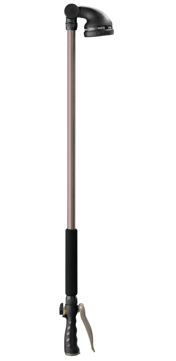 Orbit varilla 36" frente: empaque y acabado bronce, diseño elegante y funcional