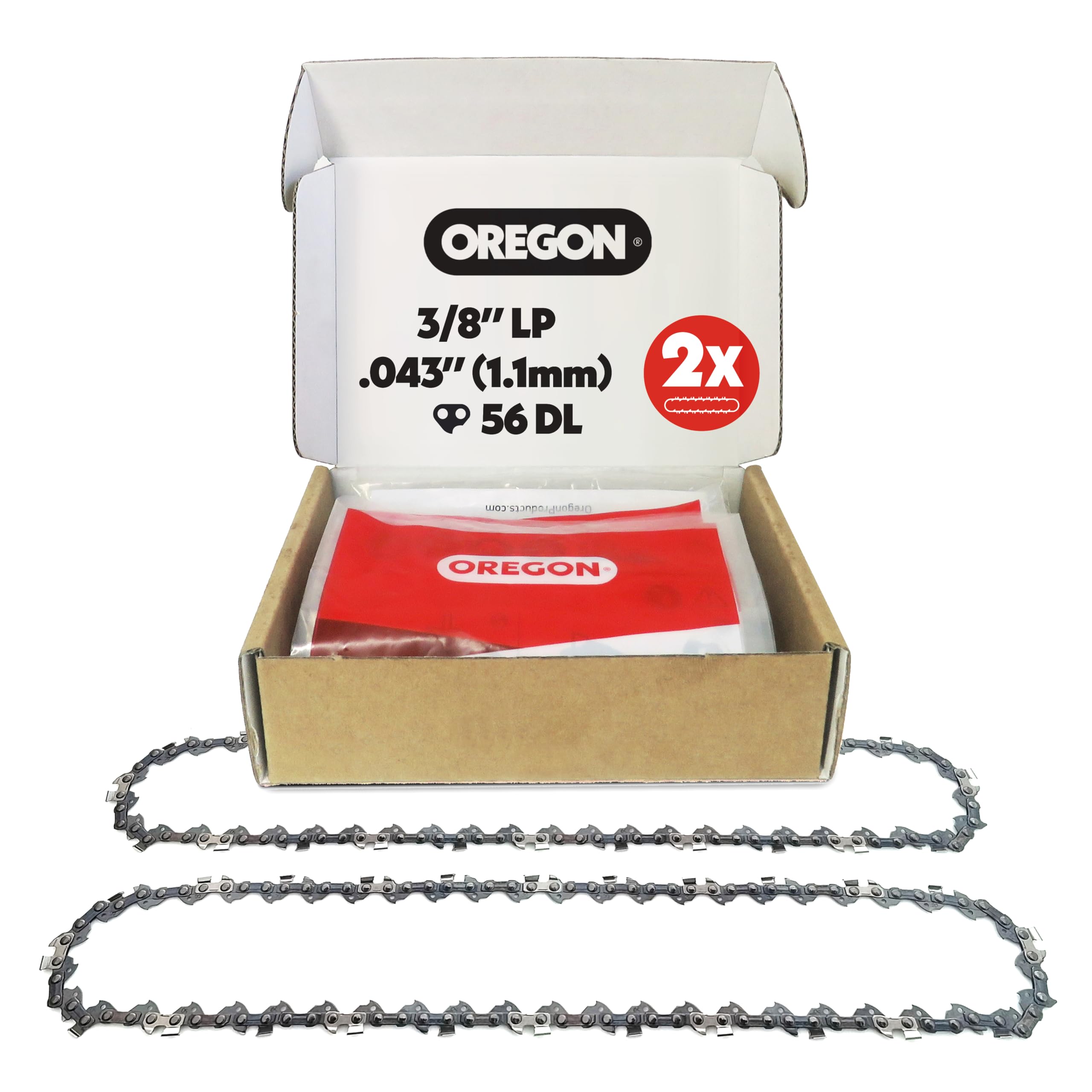 Oregon cadena frontal con empaque mostrando compatibilidad y beneficio de reemplazo fiable