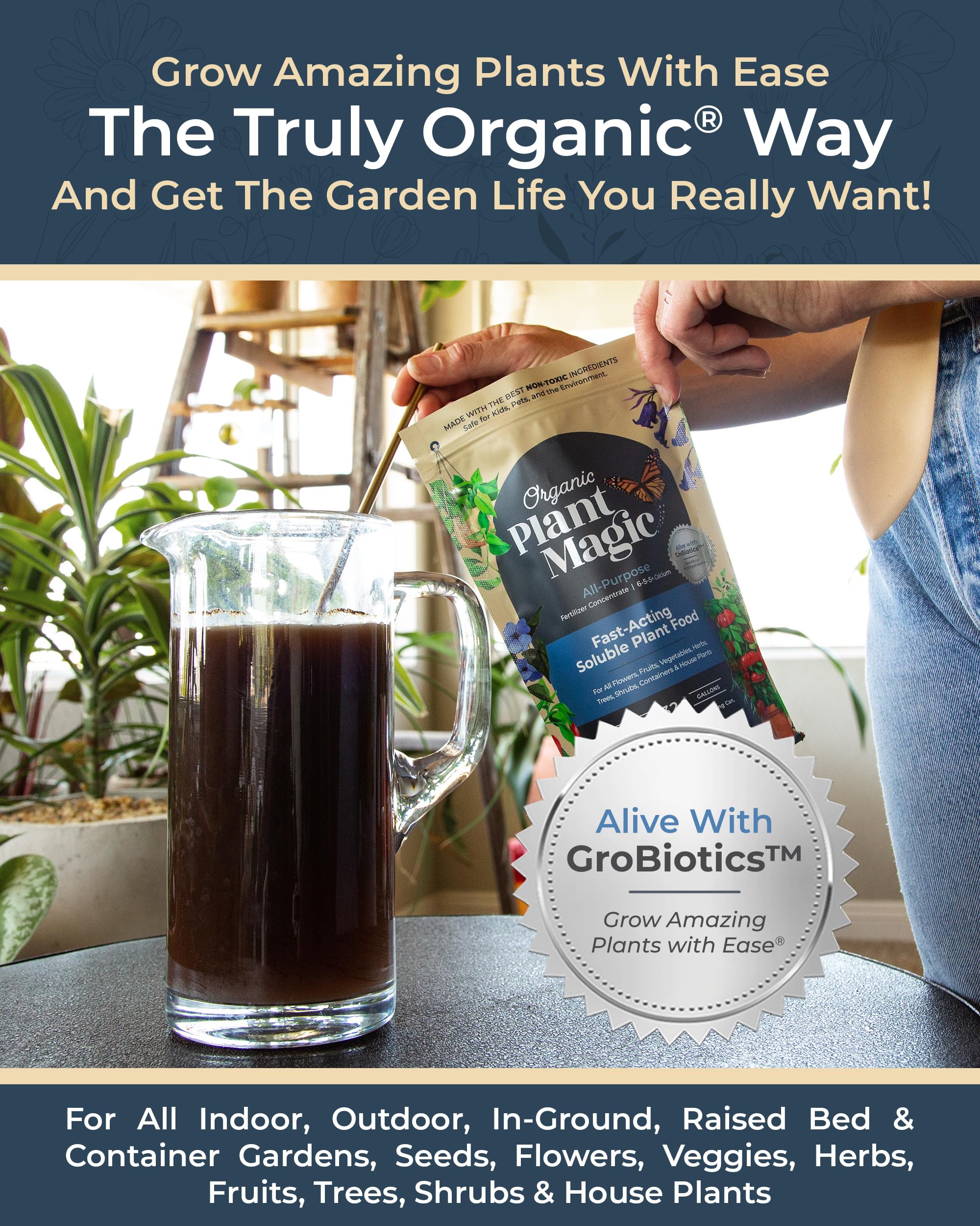 Organic Plant Magic solución nutritiva en vaso, listA para regar