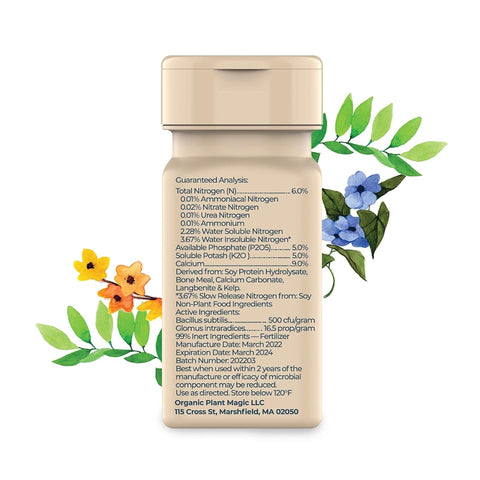 Organic Plant Magic polvo concentrado textura fina para mezcla rápida