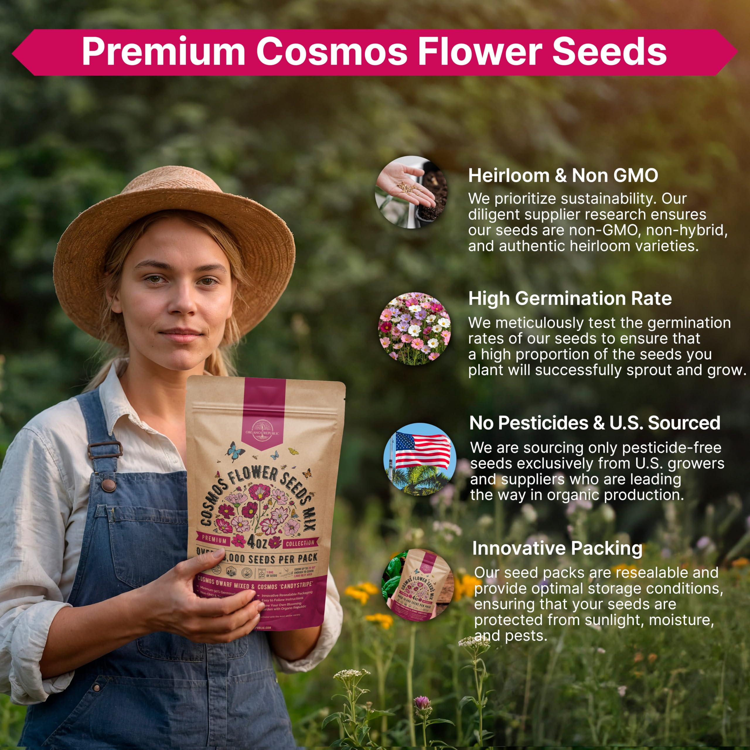Organo Republic código QR del paquete que enlaza guía de cultivo