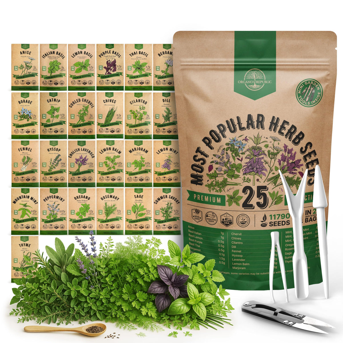 Organo Republic empaque frontal mostrando variedad y protección para almacenamiento prolongado