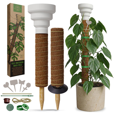 Organo Republic poste frente mostrando soporte vertical para plantas con acabado natural