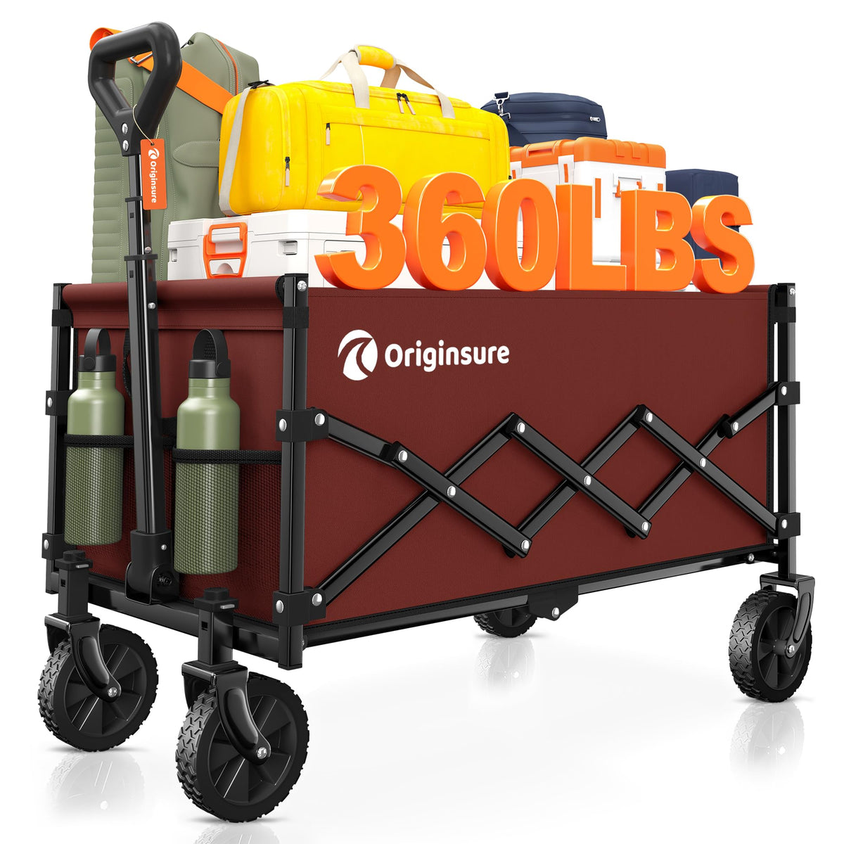 Originsure carrito frontal rojo mostrando capacidad y estructura resistente