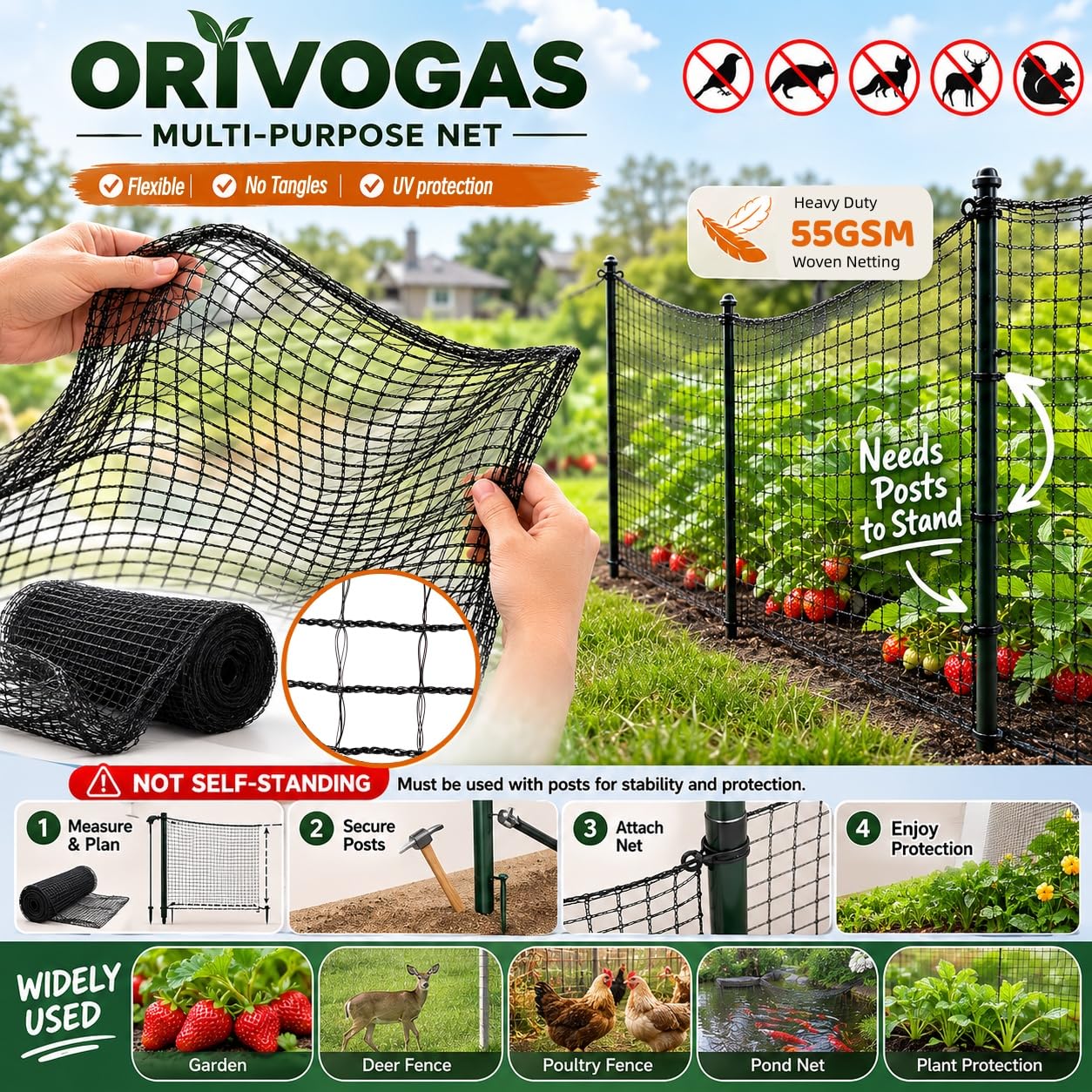 ORIVOGAS detalle de borde reforzado para mayor tensión y durabilidad