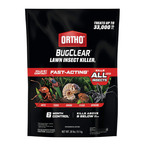 Ortho bolsa frontal mostrando producto para control de césped