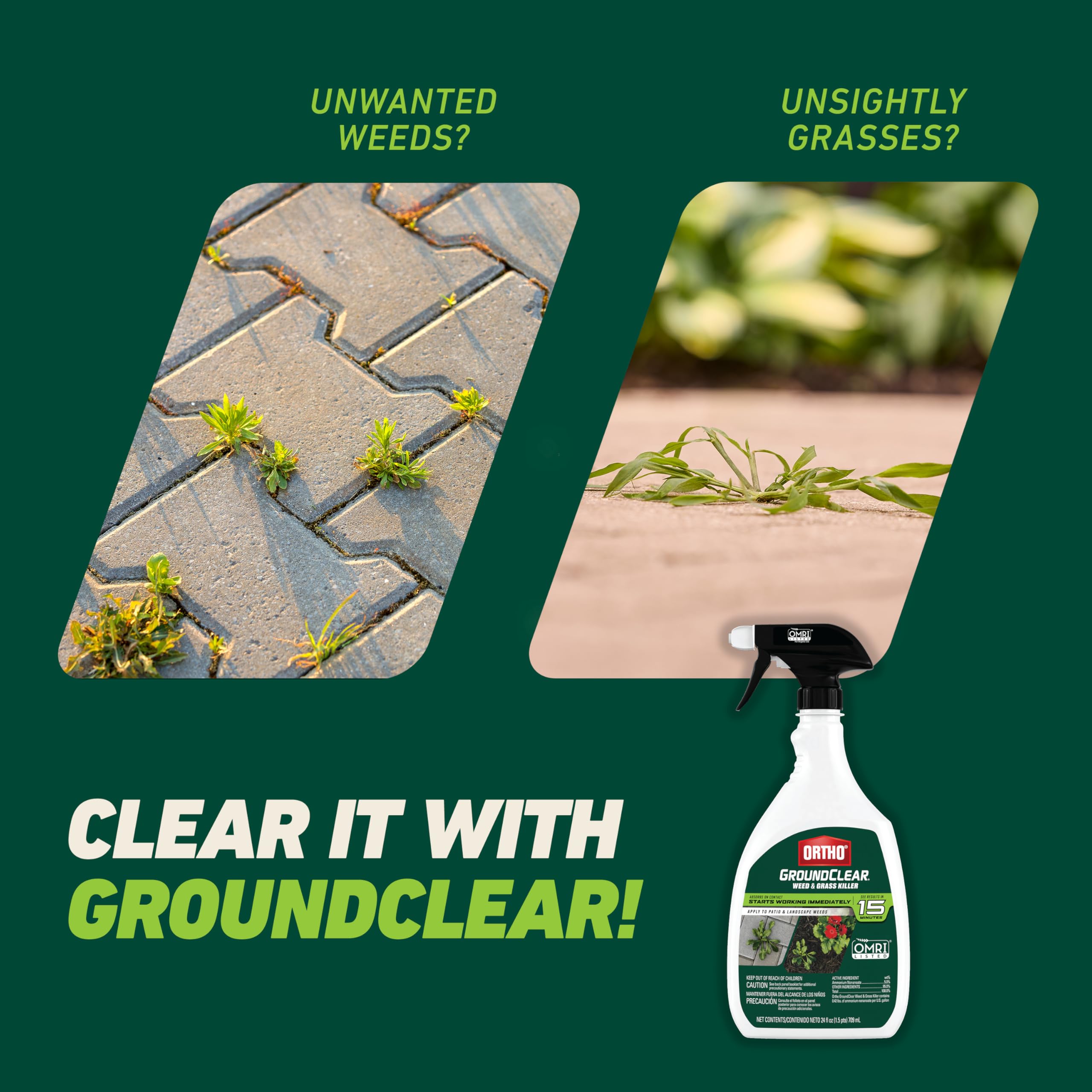 Ortho GroundClear primer plano del gatillo aplicador, garantiza aplicación precisa y cómoda