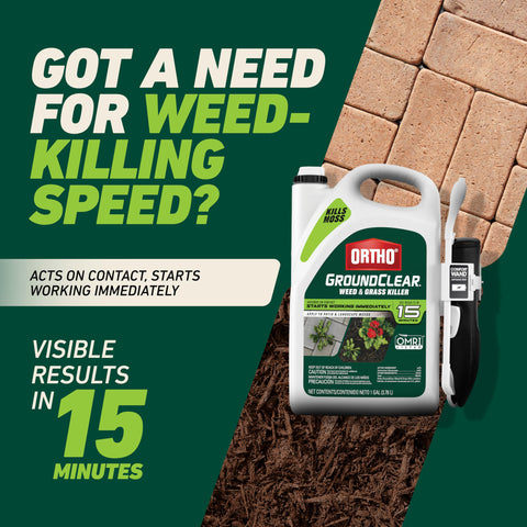 Ortho GroundClear etiqueta OMRI Listed y detalles de uso visible