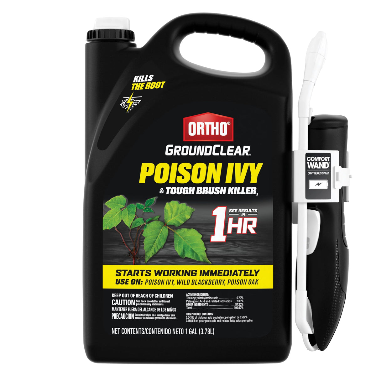 Ortho envase frontal 1 galón que muestra diseño y tamaño para control de maleza