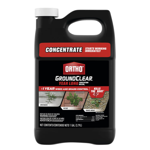 Envase Ortho GroundClear frontal mostrando concentración y beneficio de control prolongado