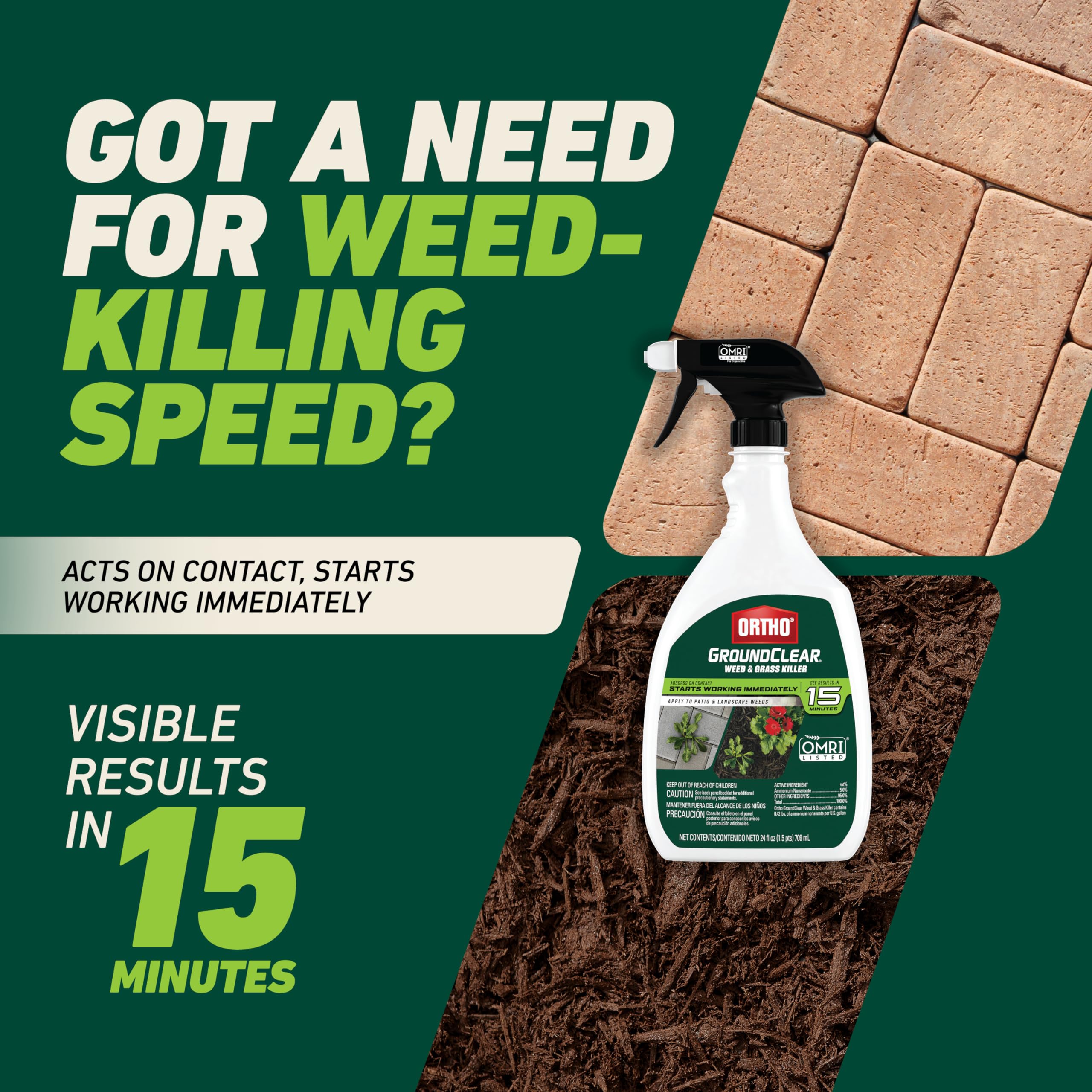 Ortho GroundClear gota y textura del líquido, fórmula de acción rápida y fácil absorción