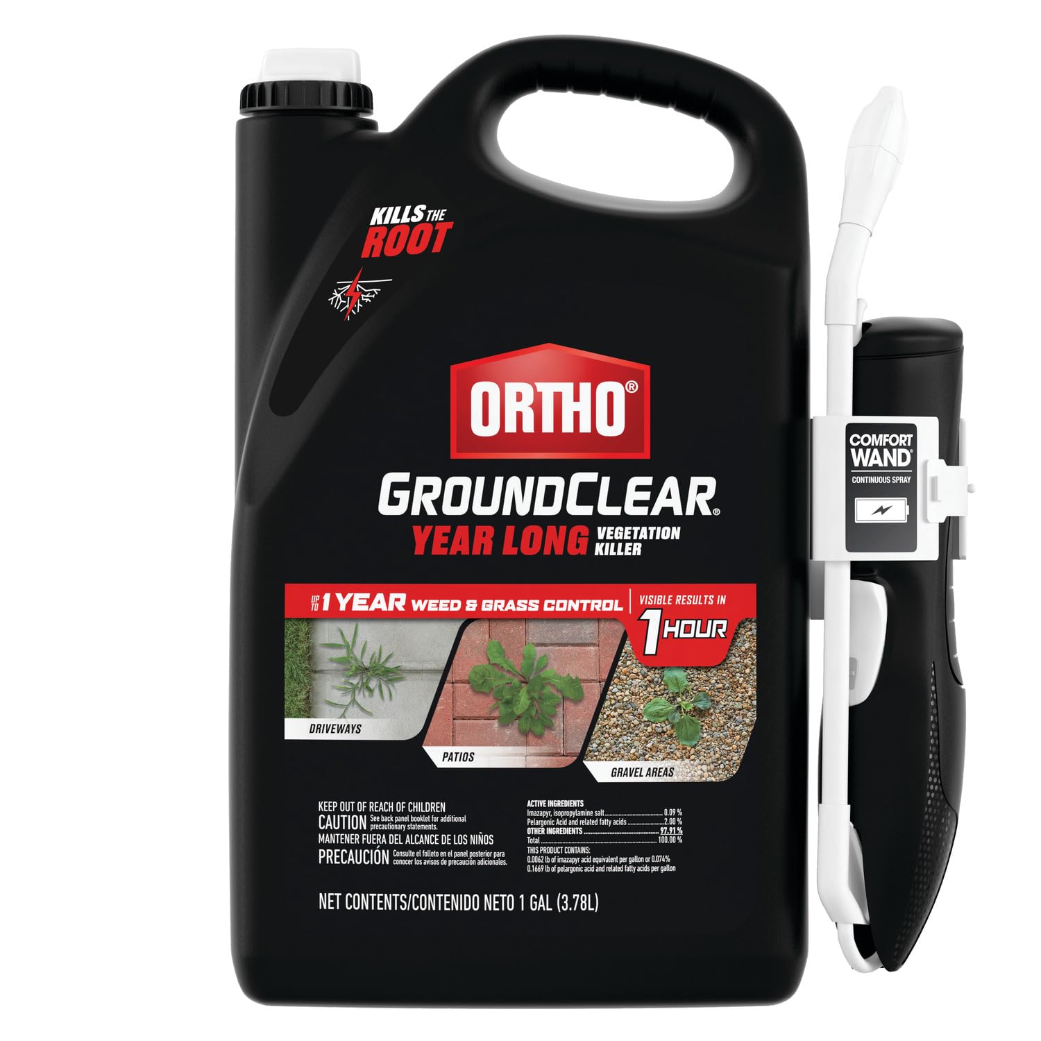 Ortho envase frontal 1 galón que muestra control rápido de maleza
