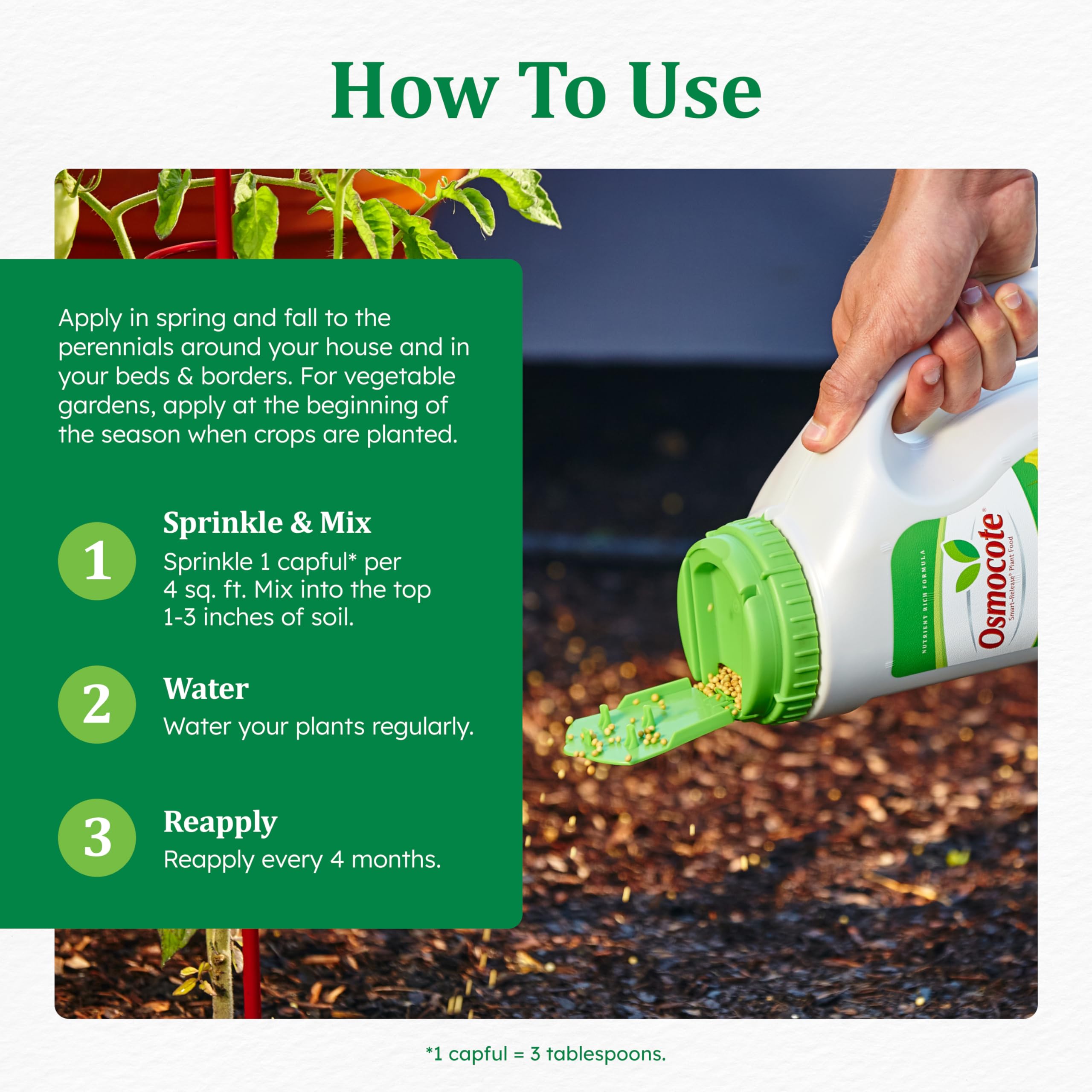 Osmocote etiqueta con instrucciones y contenidos nutricionales útiles