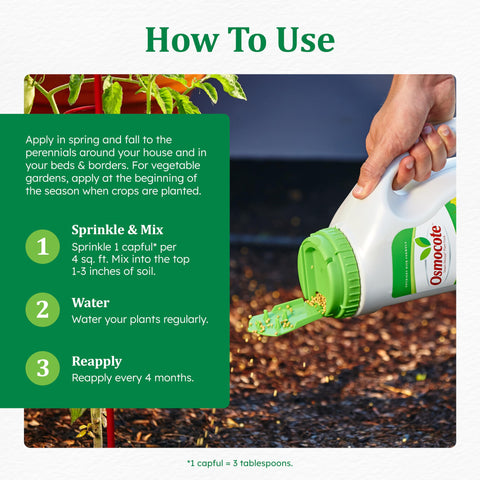 Osmocote etiqueta con instrucciones y contenidos nutricionales útiles