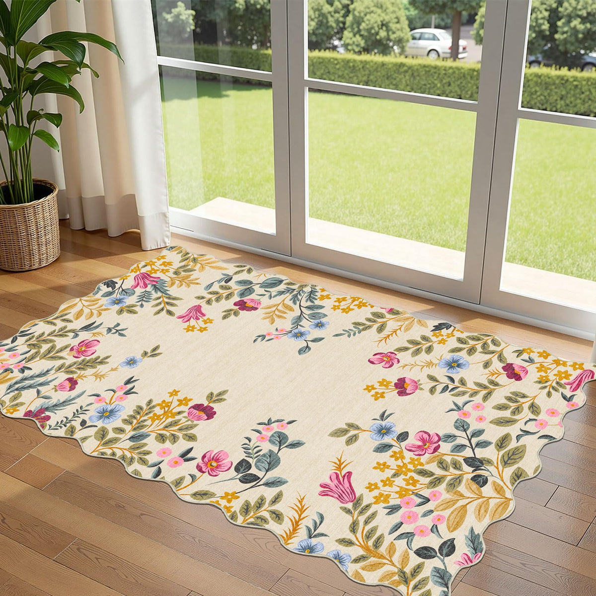 Othilic alfombra frontal con diseño floral boho y protección decorativa