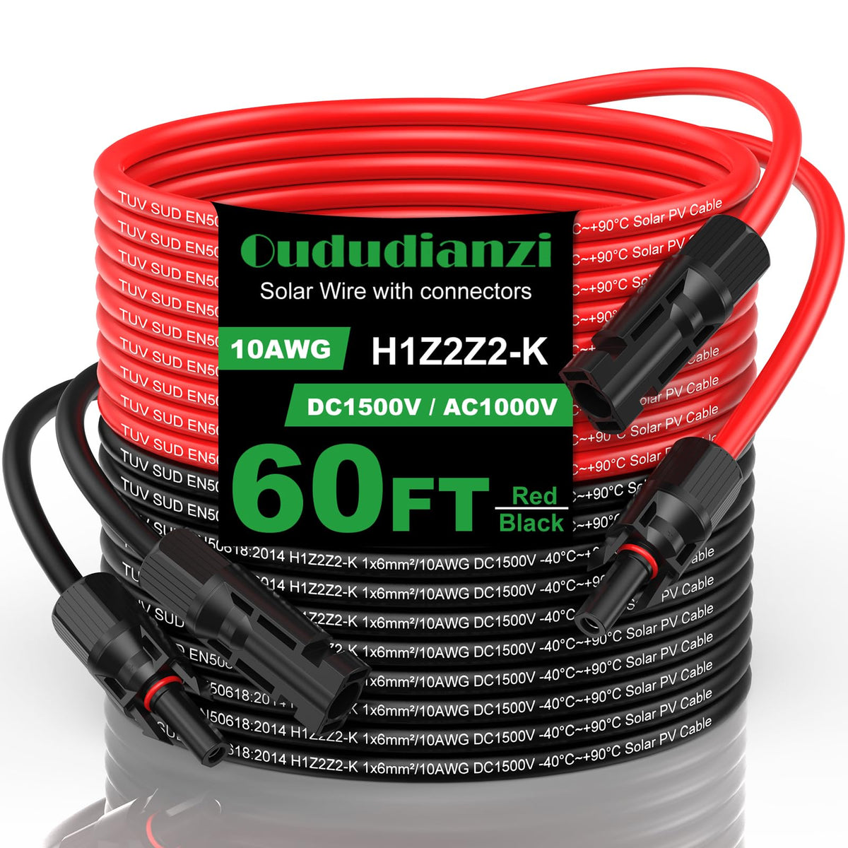 Oududianzi cable frontal y embalaje mostrando el juego listo para instalación