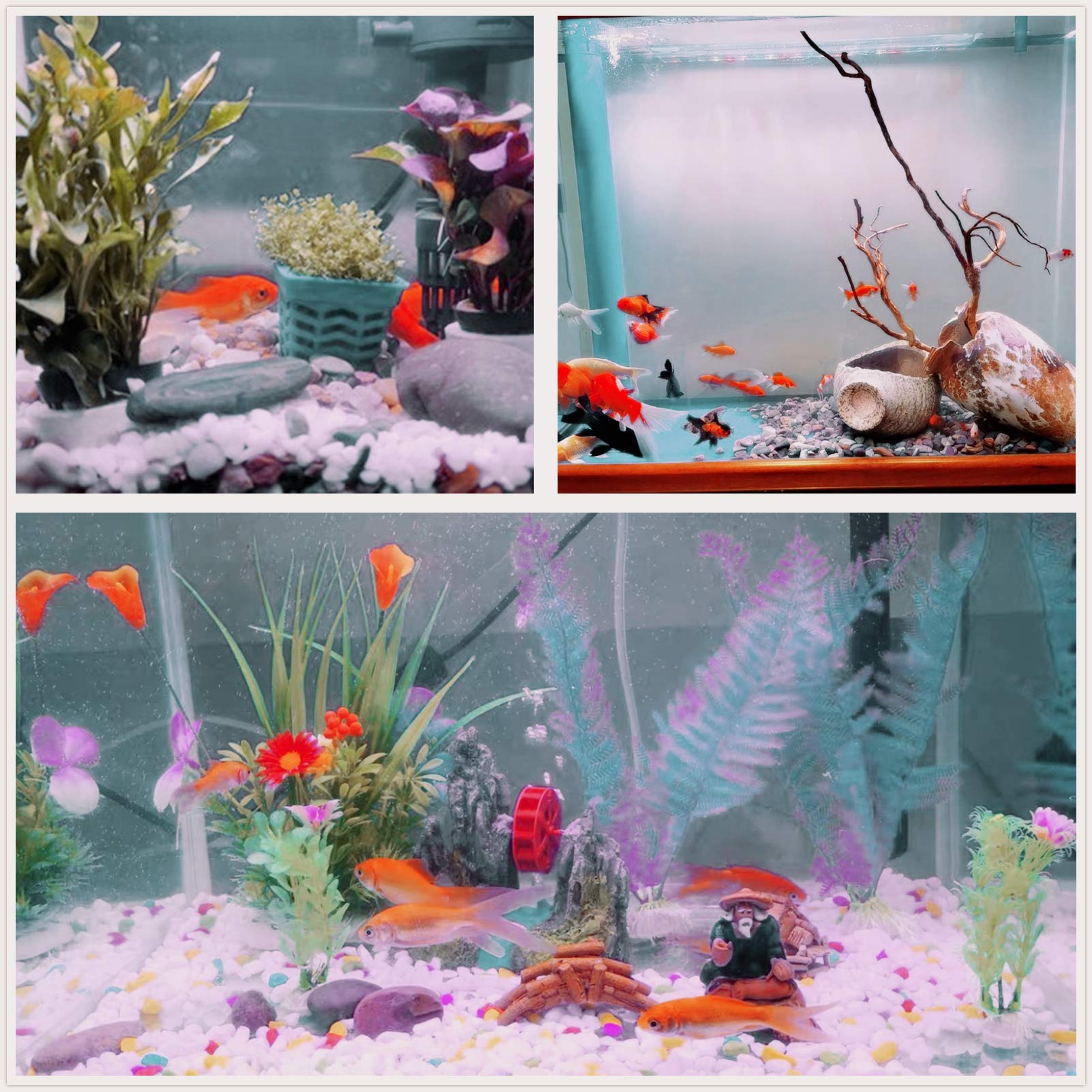 OUPENG piedras en acuario limpio, lucen bien y decoran el fondo