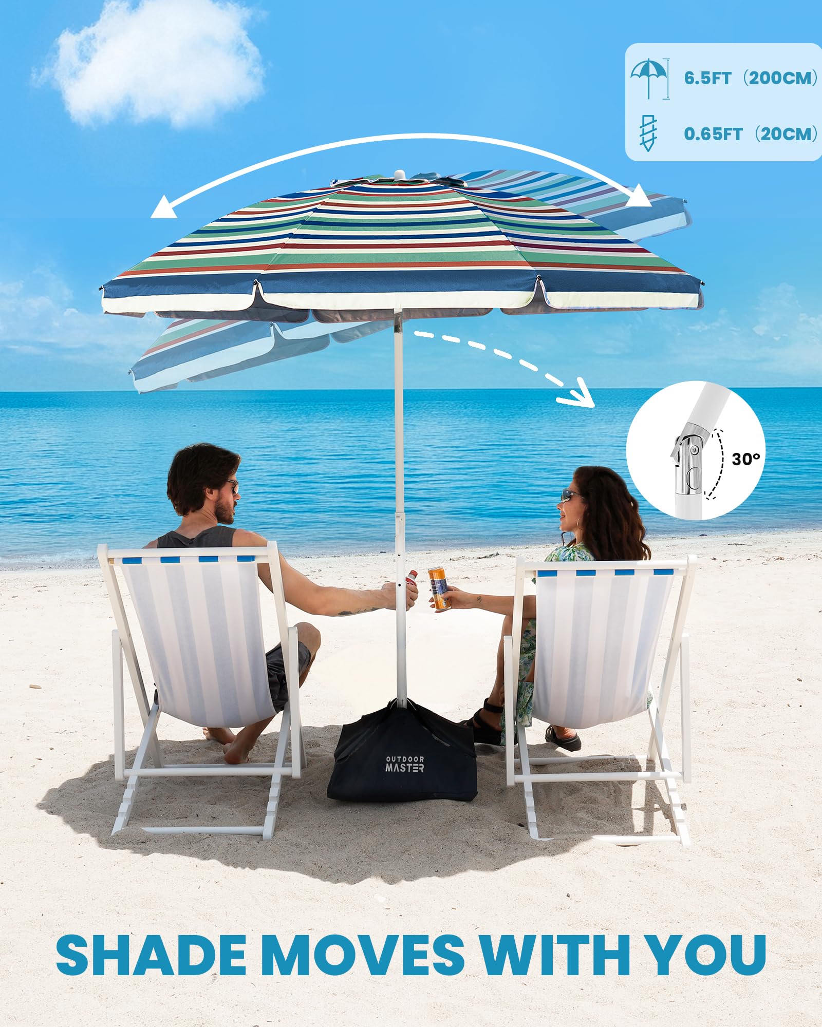 OutdoorMaster mecanismo de inclinación ajustable para seguir la posición del sol