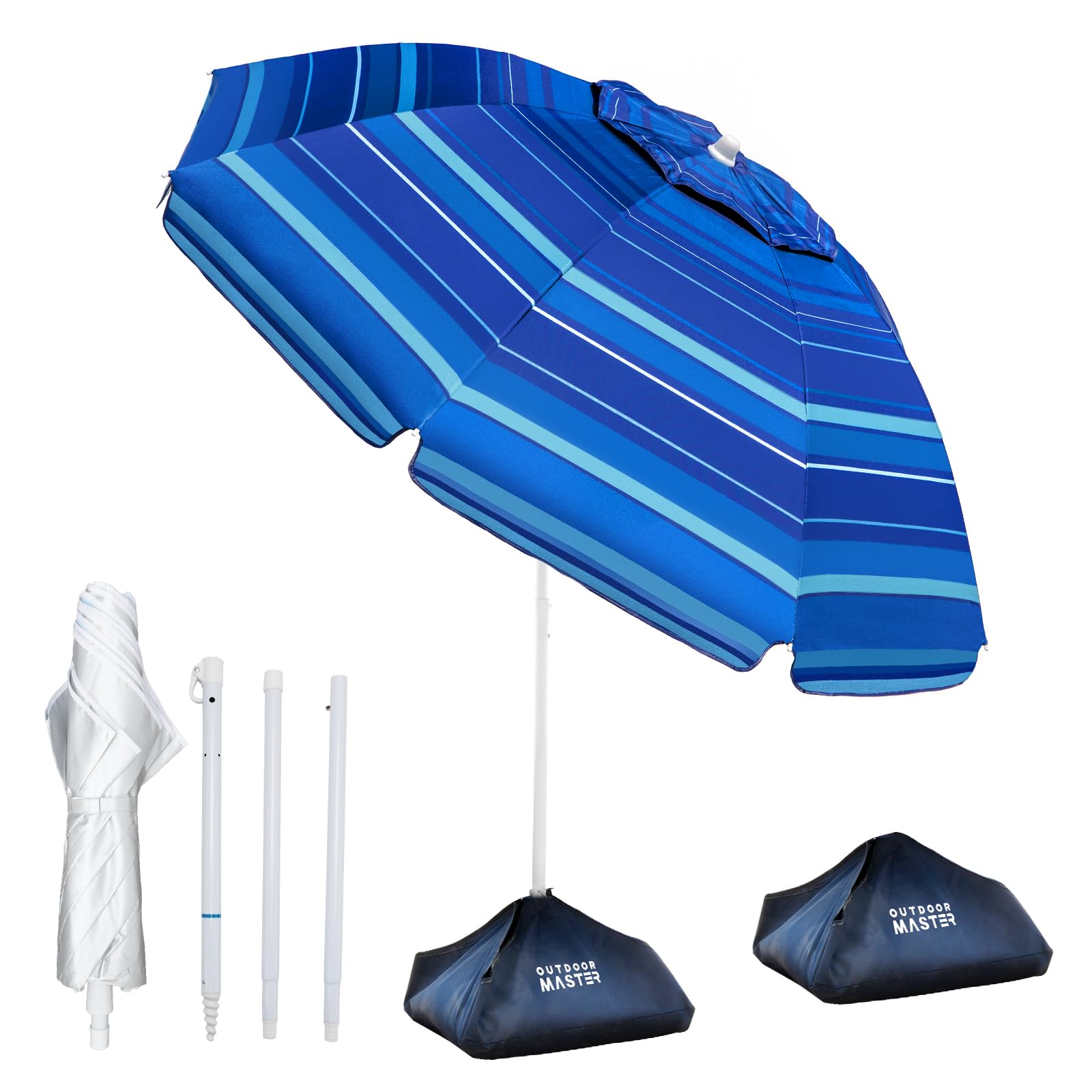 OutdoorMaster sombrilla frente mostrando estabilidad y sombra