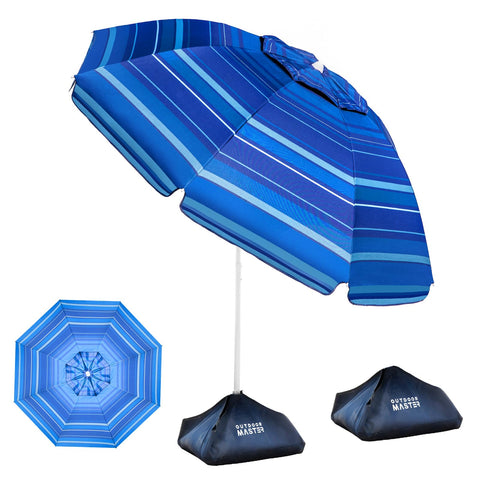 OutdoorMaster vista frontal mostrando sombra amplia y diseño resistente