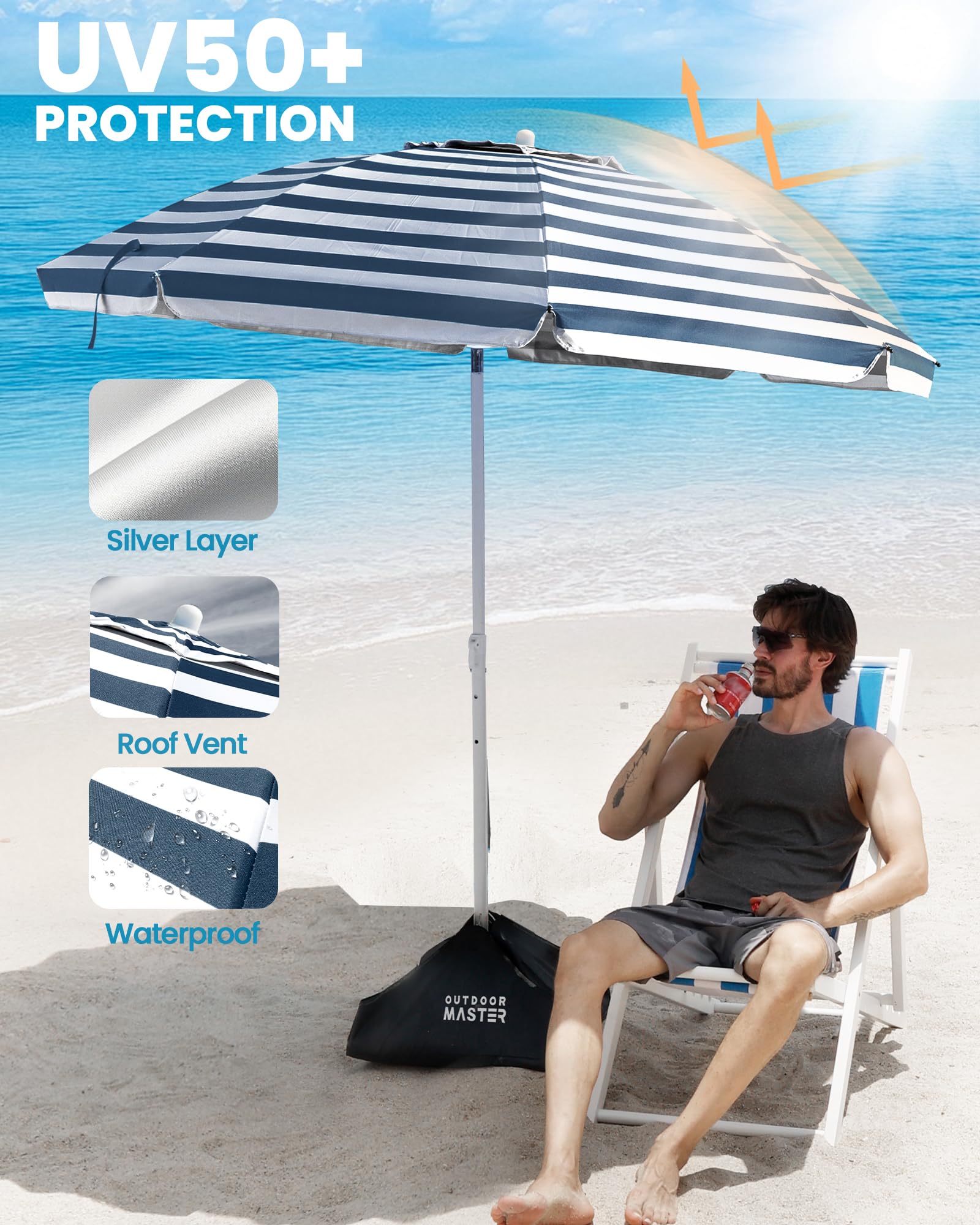 OutdoorMaster sombrilla plegada en bolso, portabilidad fácil para viajes