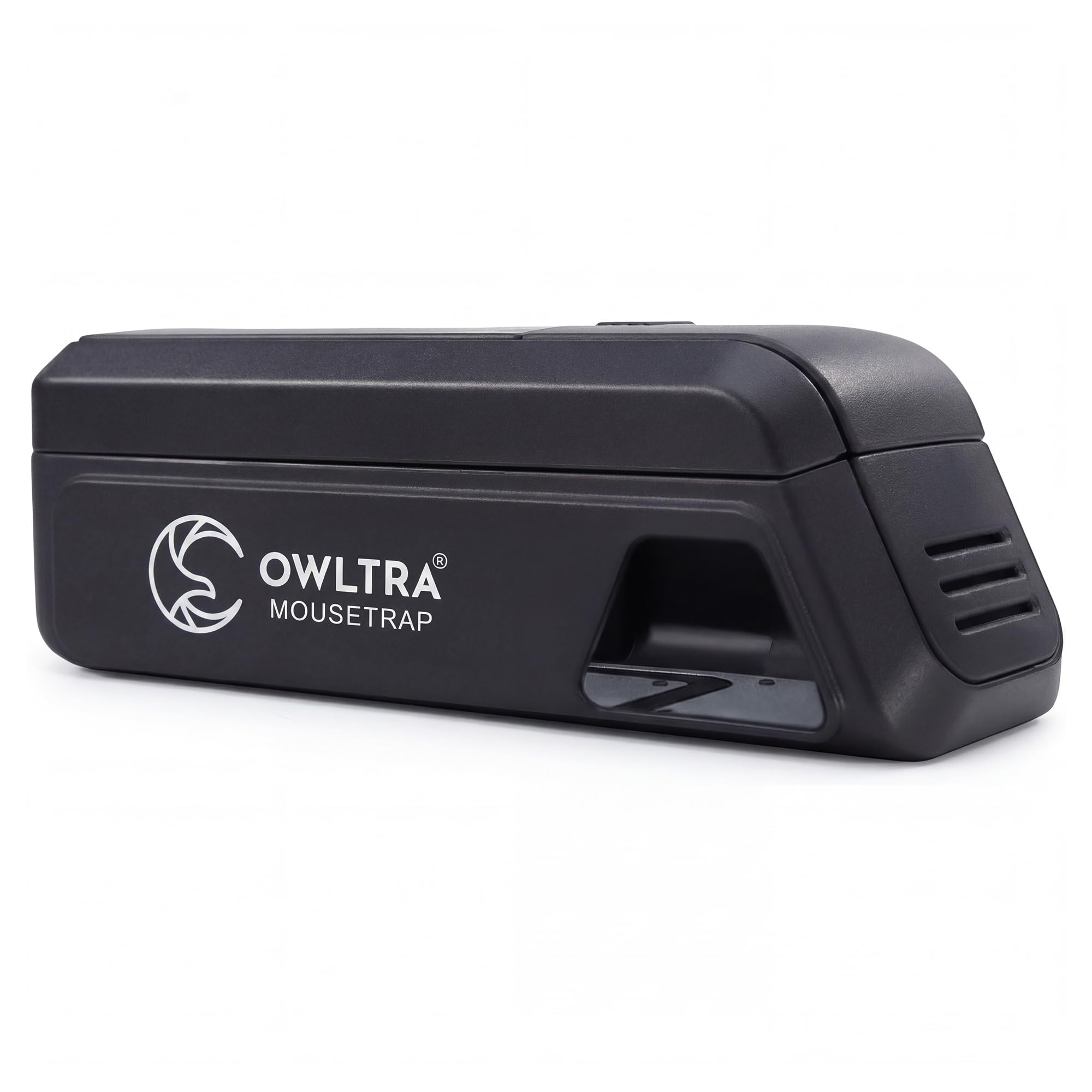 OWLTRA trampa eléctrica vista frontal mostrando la entrada segura y carcasa compacta