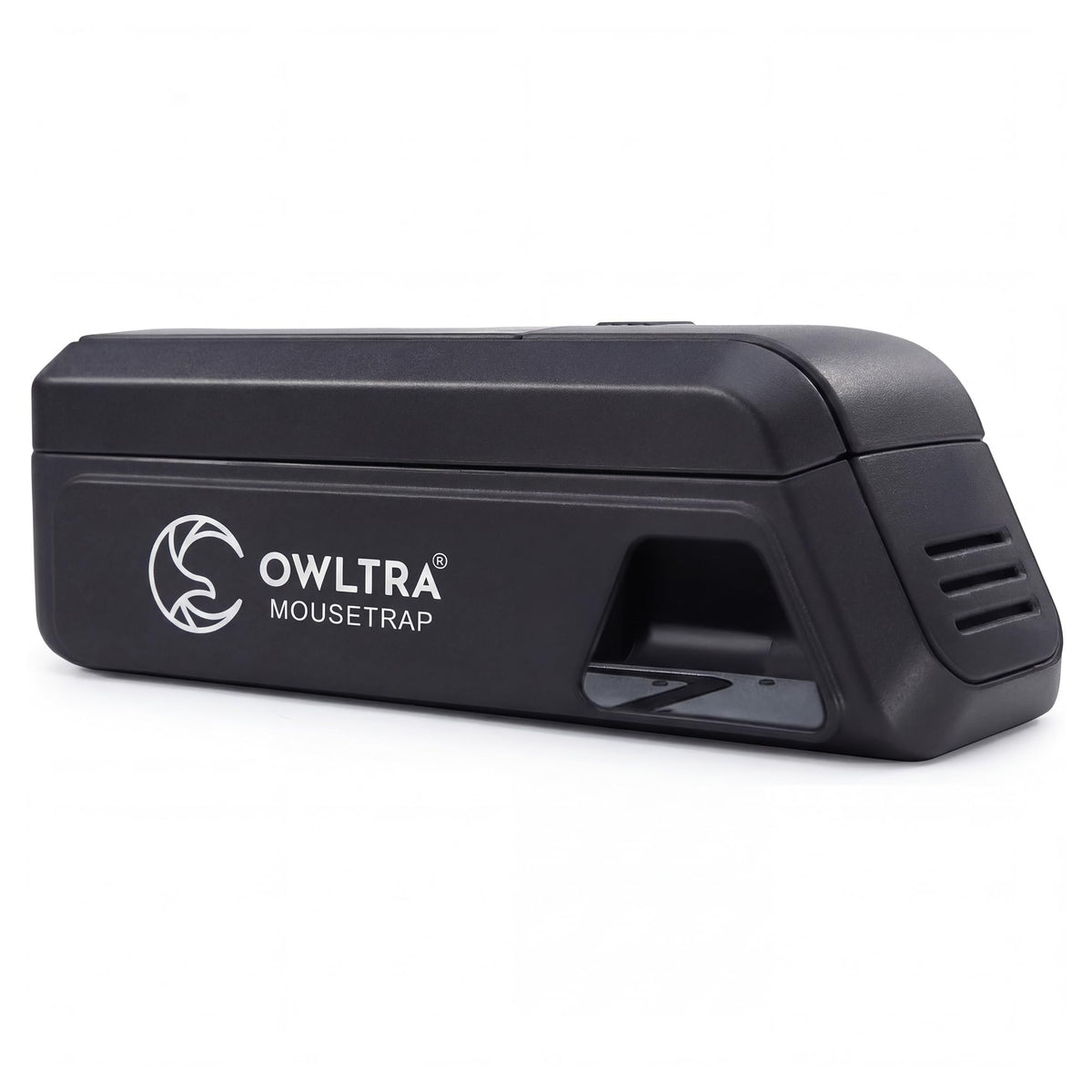 OWLTRA trampa eléctrica vista frontal mostrando la entrada segura y carcasa compacta