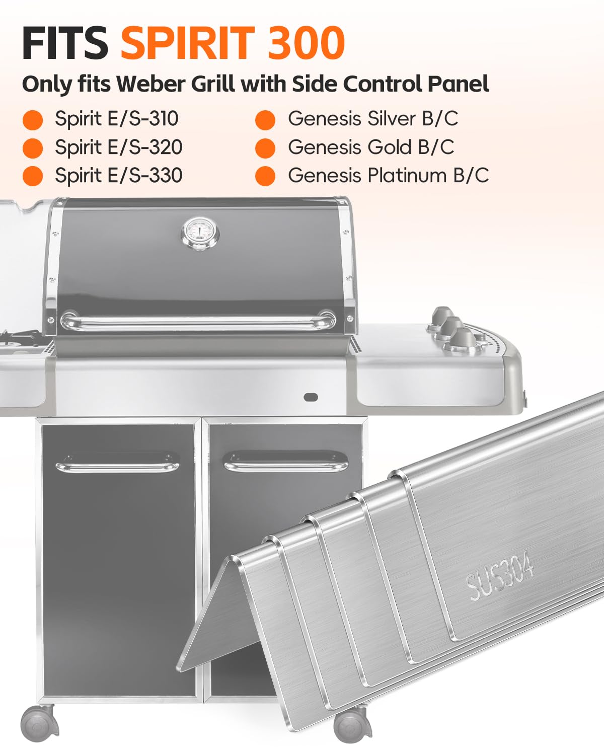 Paayox 7537 instalada en parrilla Weber Spirit 300 Series protegiendo los quemadores