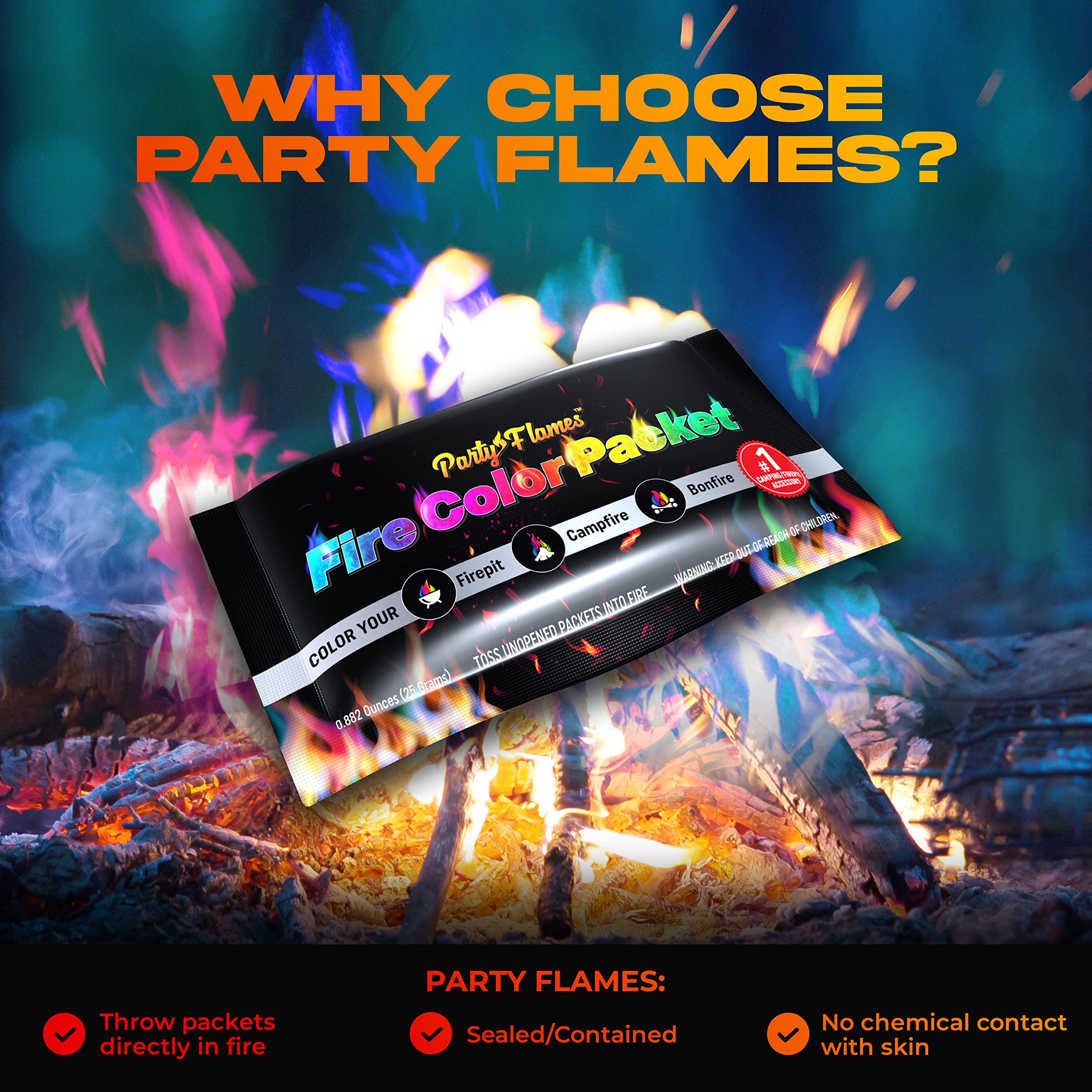 Party Flames etiqueta instrucciones claras para uso seguro
