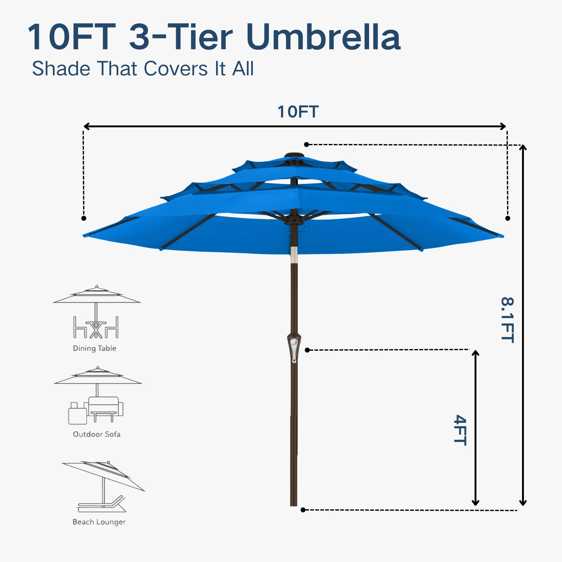 Patio Kingdom etiqueta del material poliéster 180g y protección UV visible