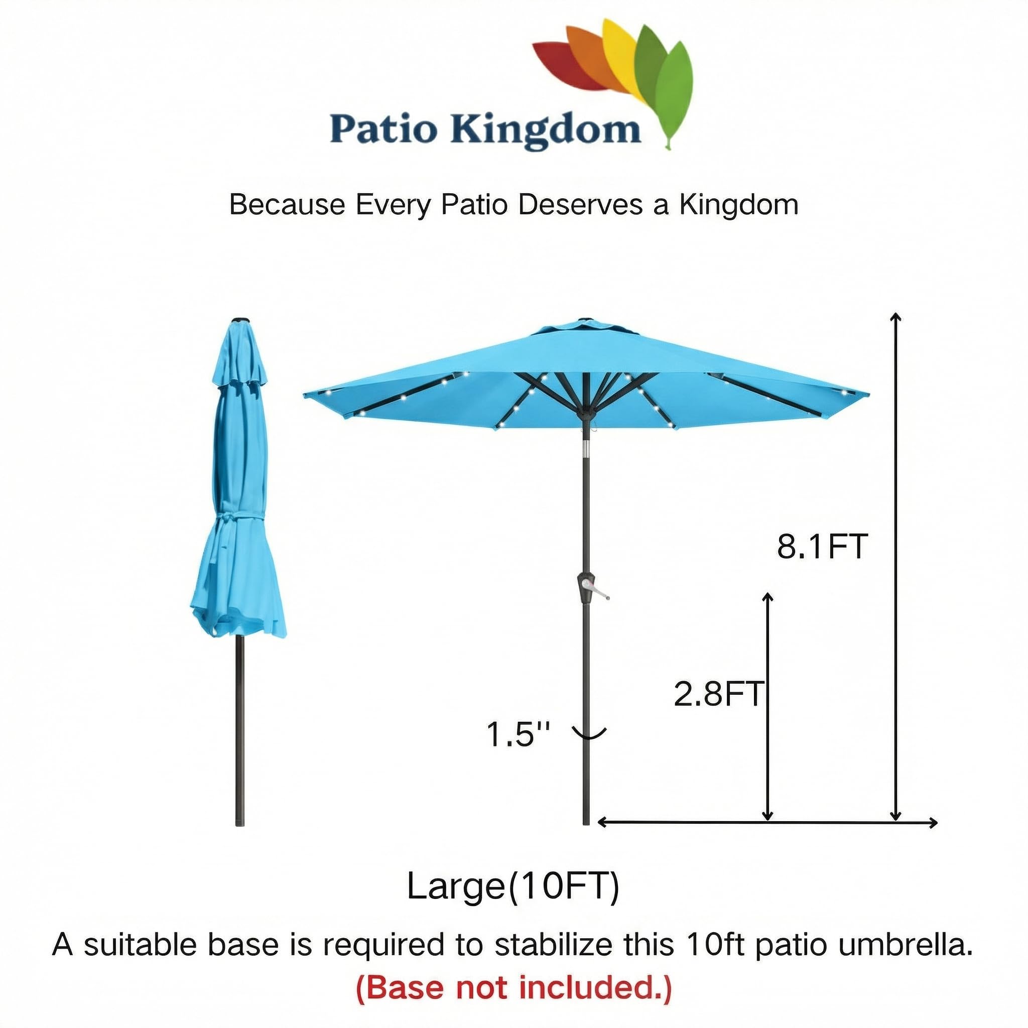 Patio Kingdom luces LED encendidas creando ambiente nocturno en terraza