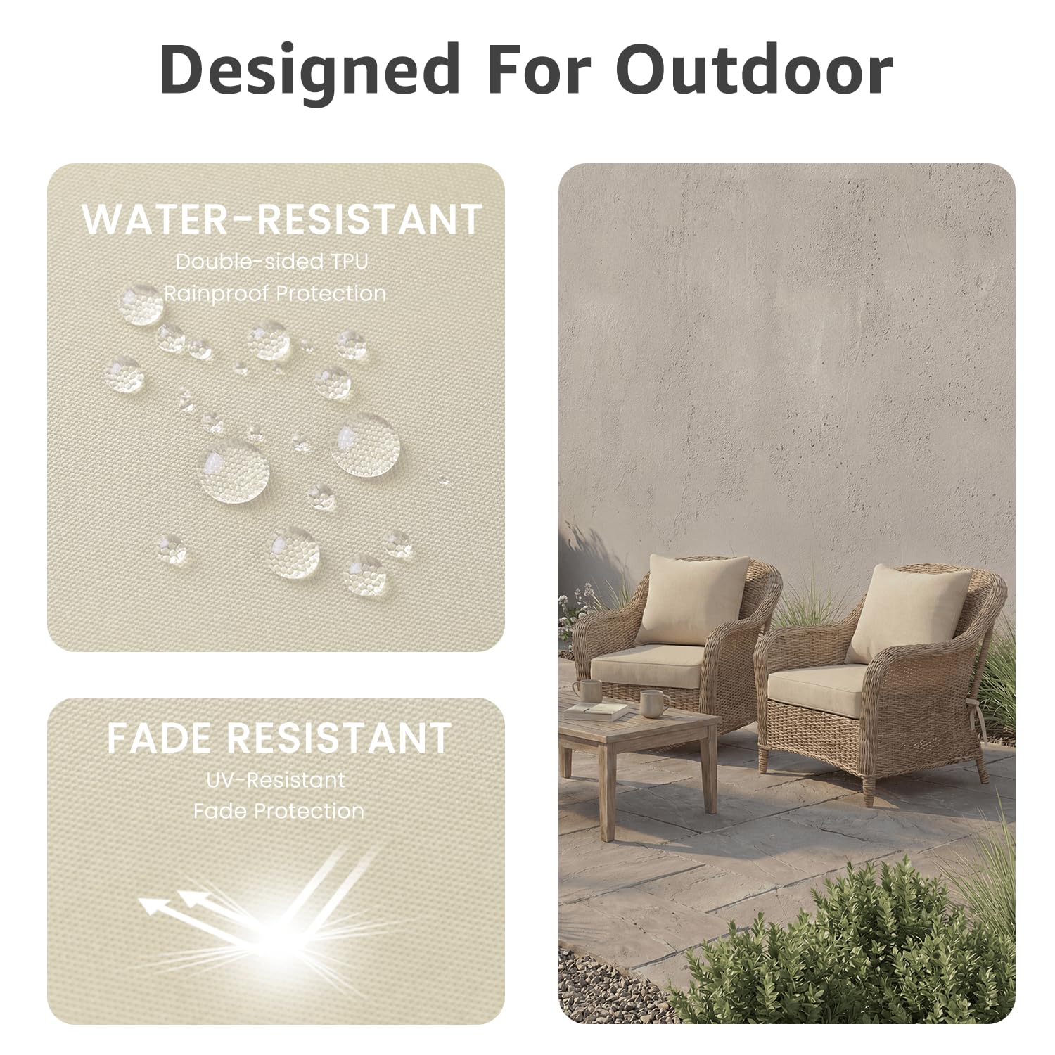 PatioGlow cremallera oculta y ataduras para fijar el cojín y fácil mantenimiento