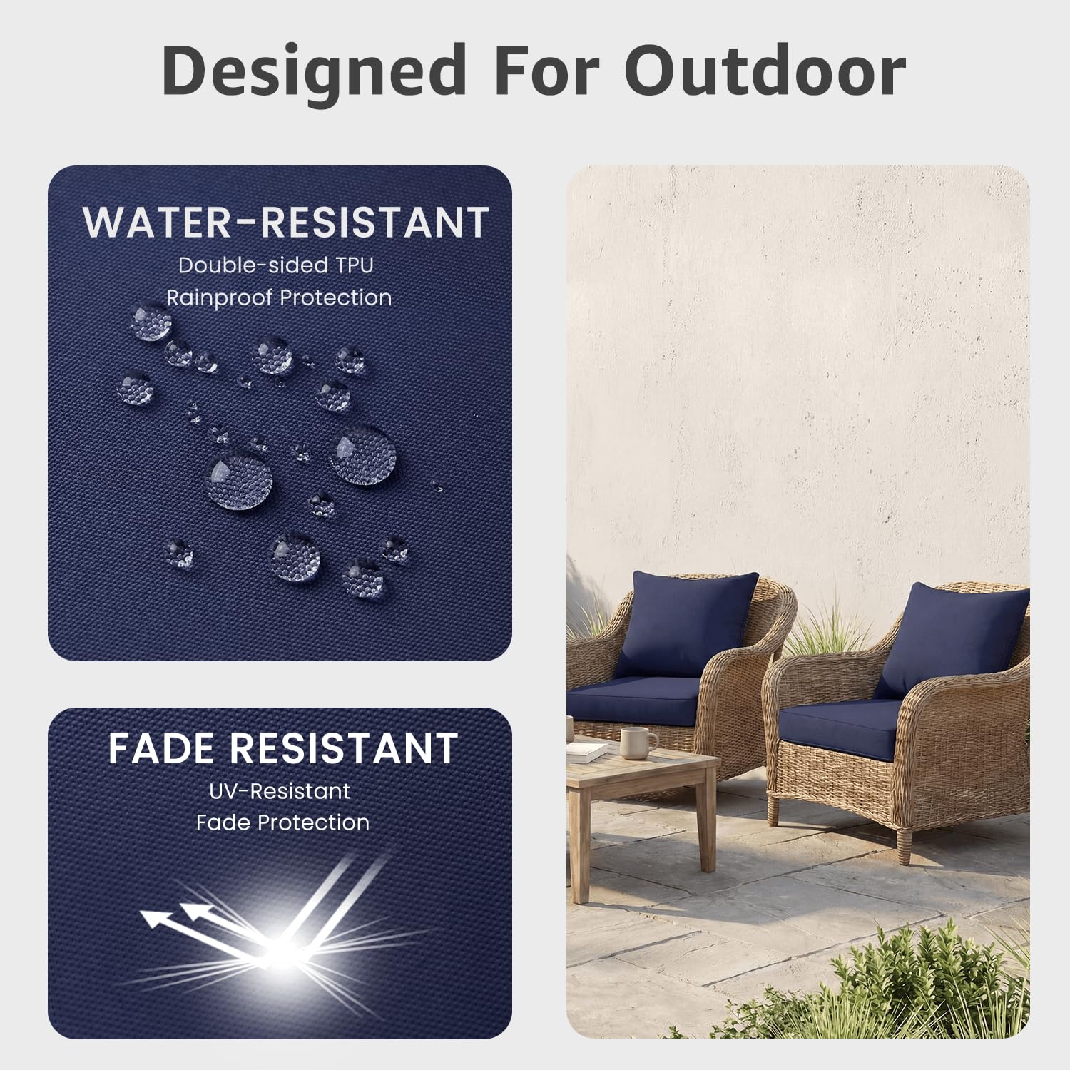 PatioGlow cojines colocados en sofá de exterior mejorando confort y estética