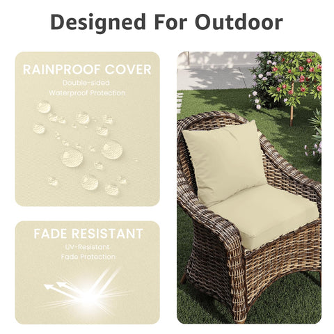 PatioGlow cojín colocado en silla de exterior ofreciendo confort y estilo en jardín