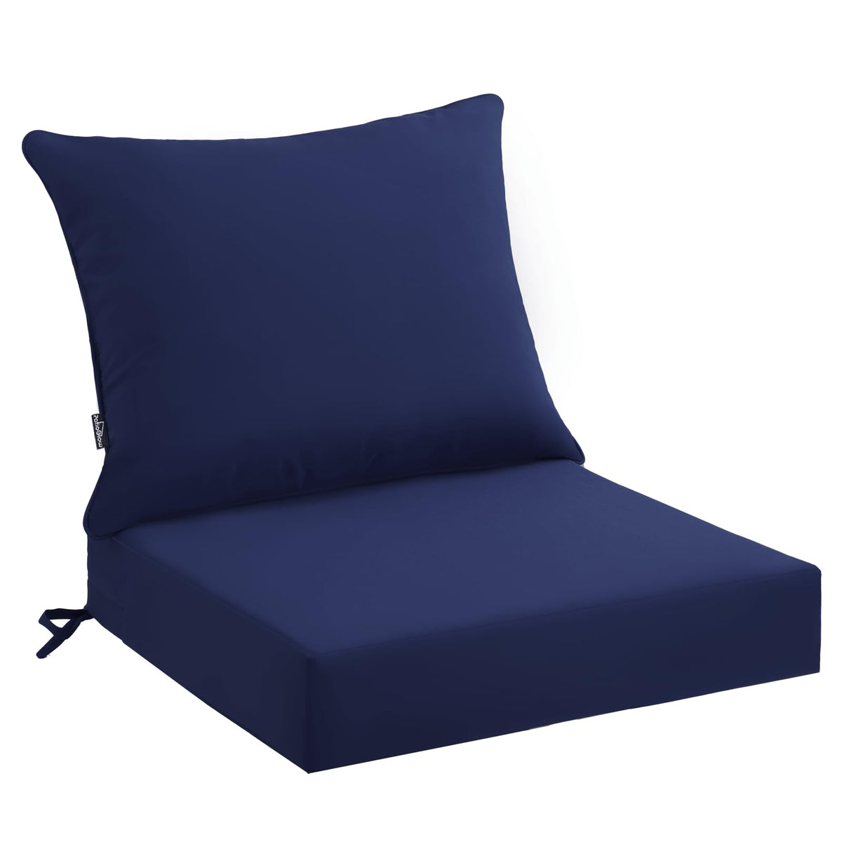 PatioGlow vista frontal del cojín azul oscuro, gran confort y estilo