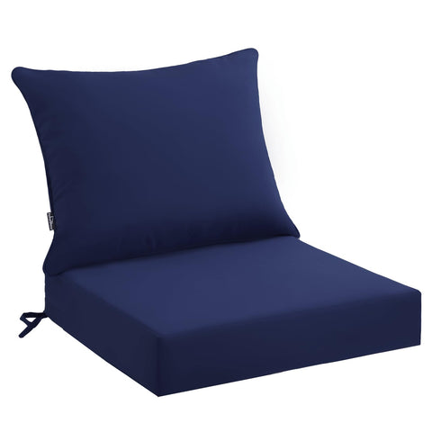 PatioGlow vista frontal del cojín azul oscuro, gran confort y estilo