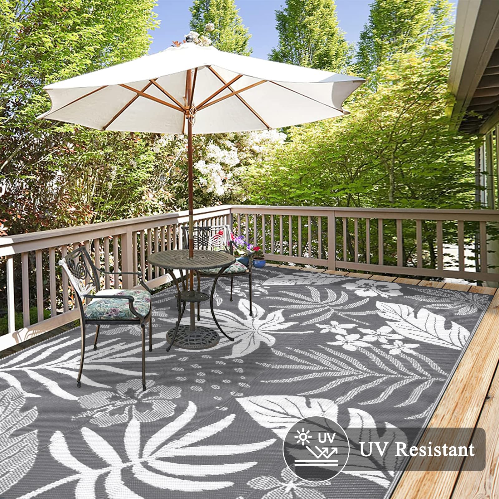 Pauwer alfombra en patio con muebles mejora el estilo exterior