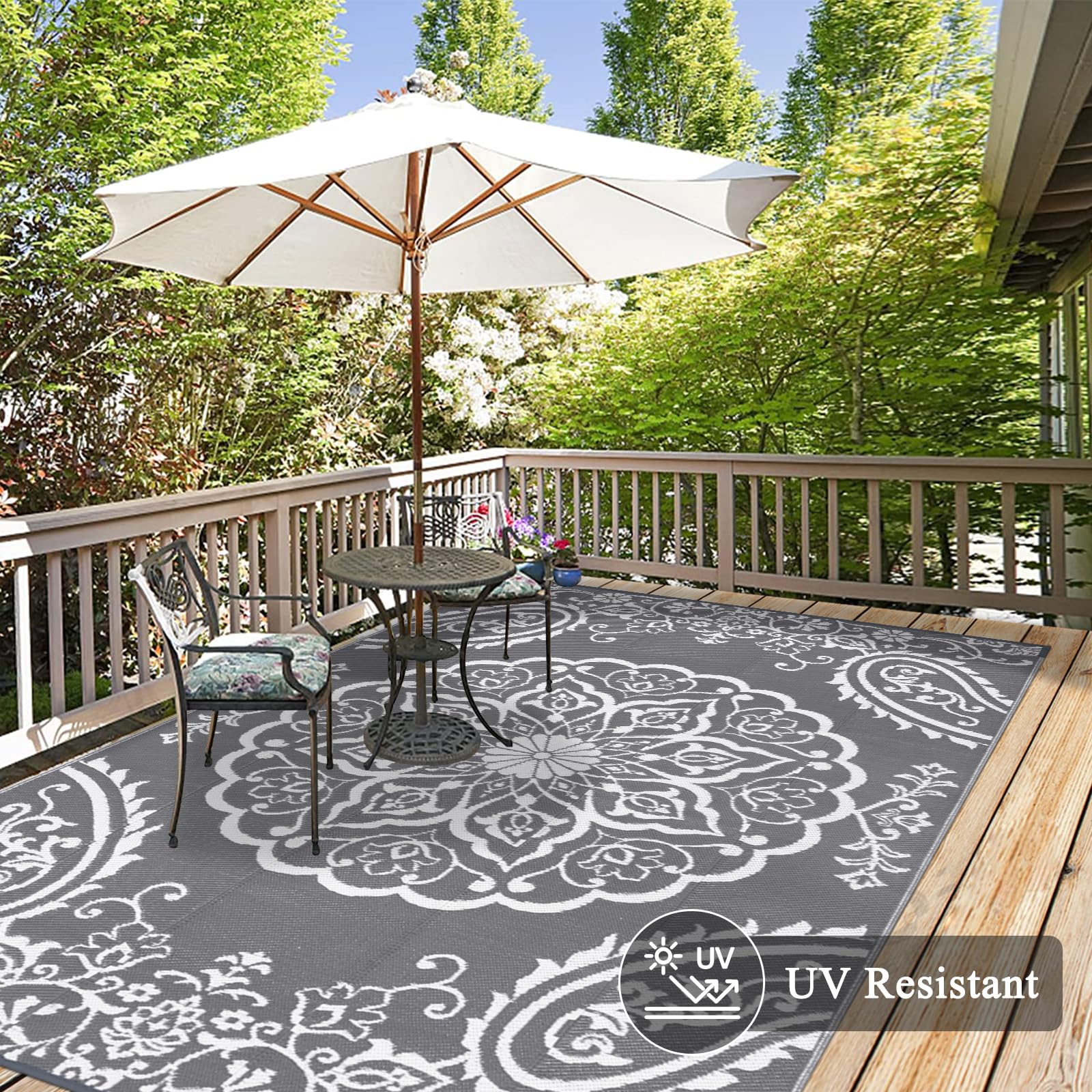 Pauwer alfombra en terraza visual elegante y resistente al sol