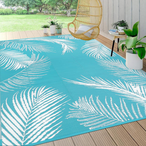 Pauwer alfombra frontal 8x10 color teal, mejora visual del patio