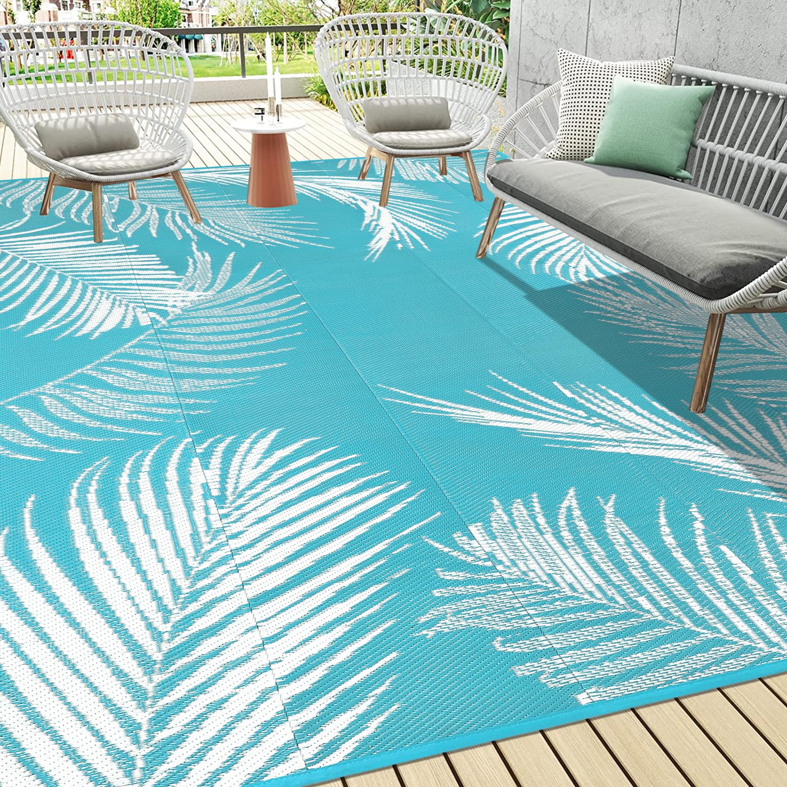 Pauwer alfombra frontal hoja teal mostrando diseño y beneficio decorativo