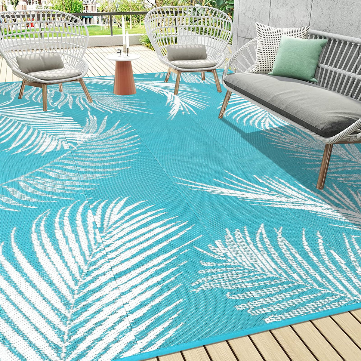 Pauwer alfombra frontal hoja teal mostrando diseño y beneficio decorativo